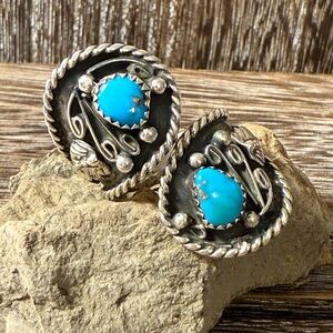 Chester Guerro Navajo Stamped Turquoise Adjustable Wrap Ring
